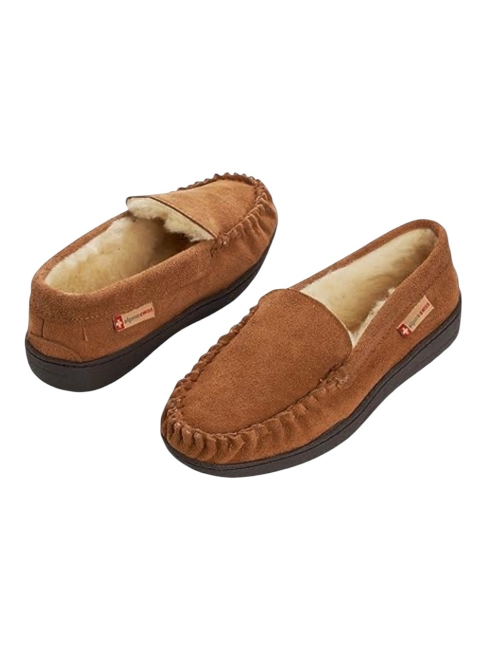 Alpine Swiss Genuine Suede Shearling Lined Moccasins Size 7 Cabincore NW…